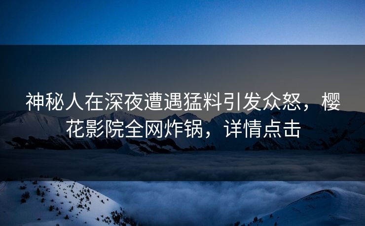 神秘人在深夜遭遇猛料引发众怒,樱花影院全网炸锅,详情点击